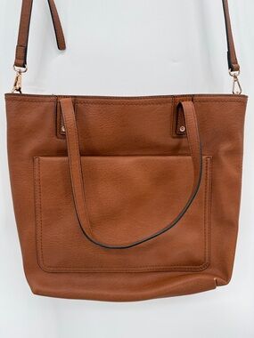 LC Lauren Conrad Brown Faux Leather Classic Everyday Shoulder Bag Crossbody Tote